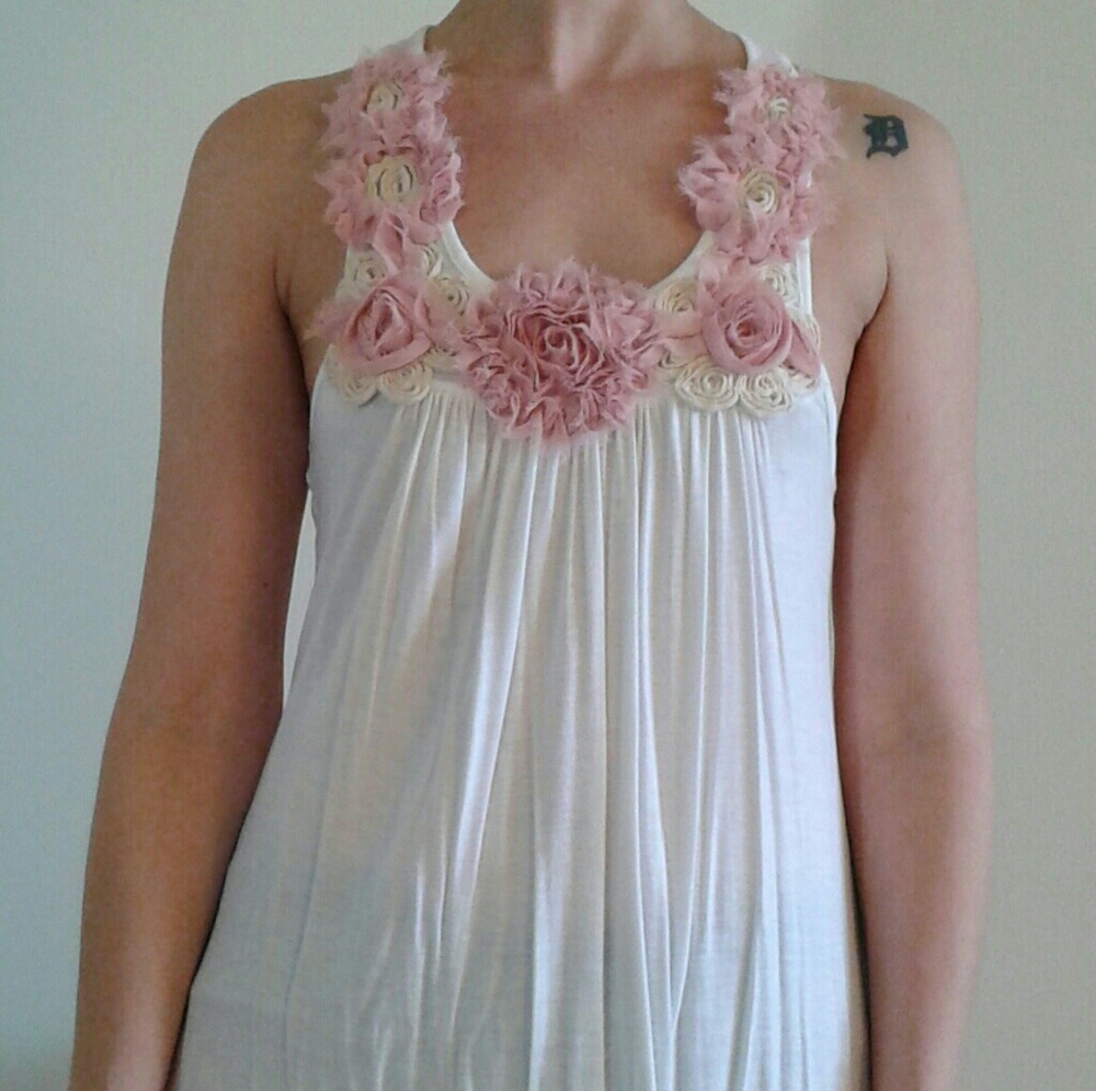 Cream floral tank top